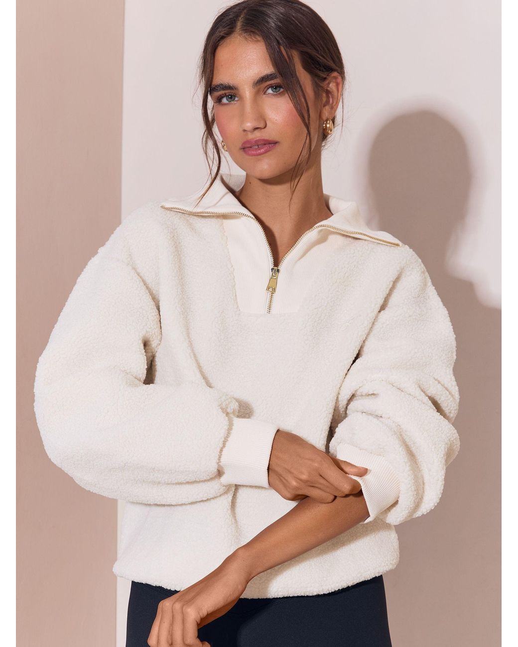 OSIA White Borg Zip Through 3/4 Fleece