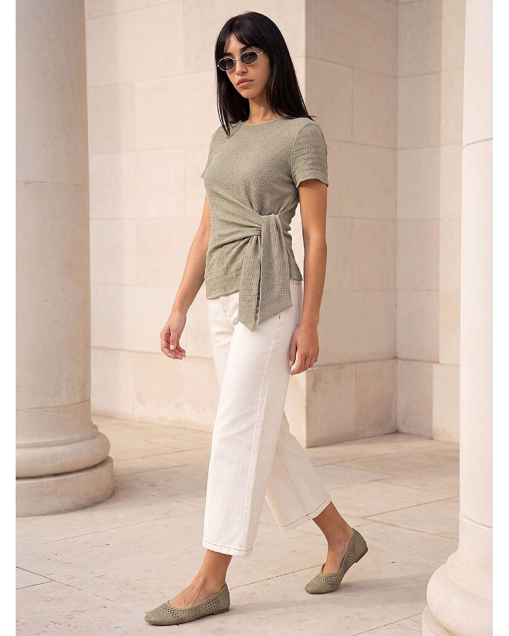 Roman Natural Petite Textured Top