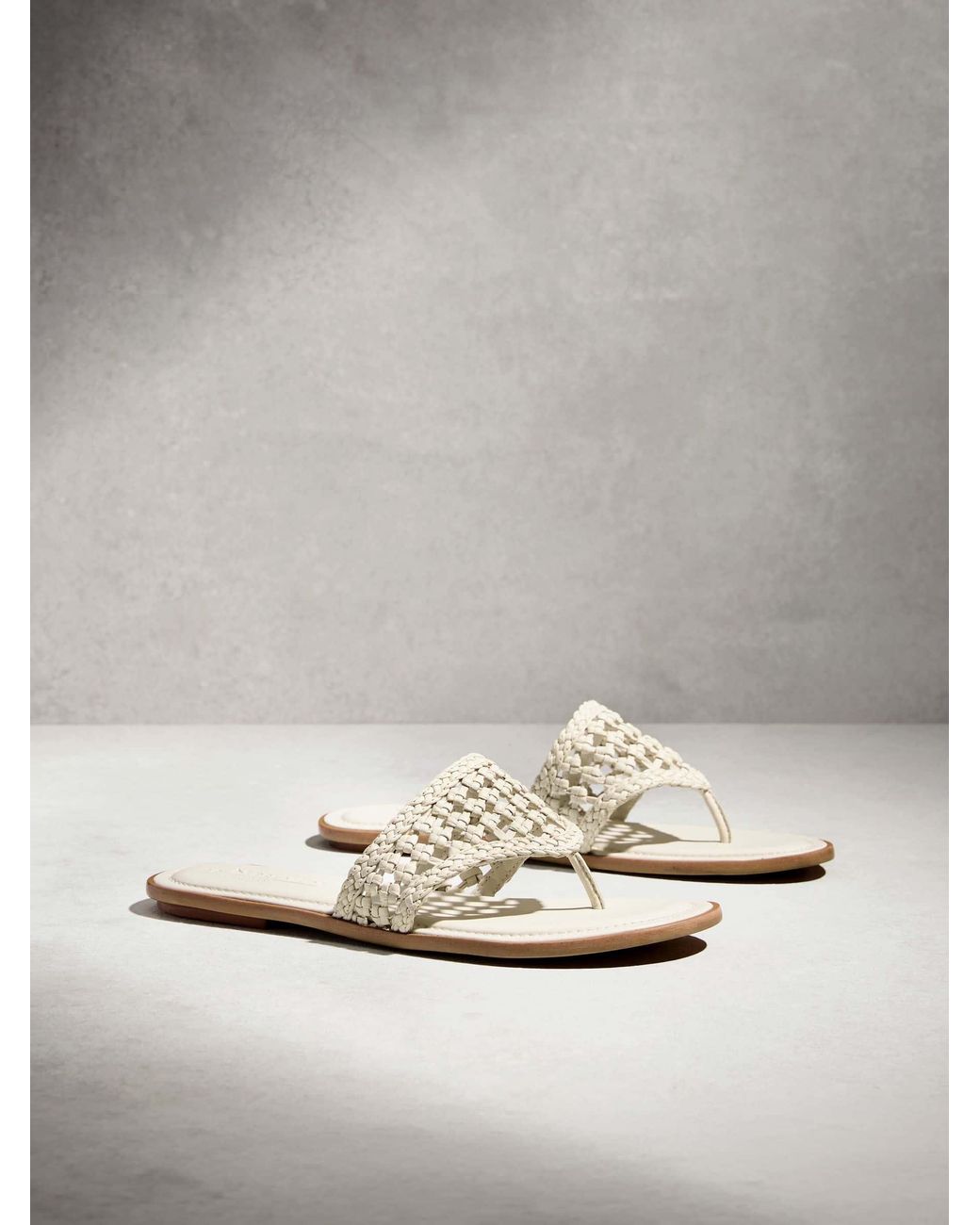 Next Gray Weave Toe Thong Leather Sandals