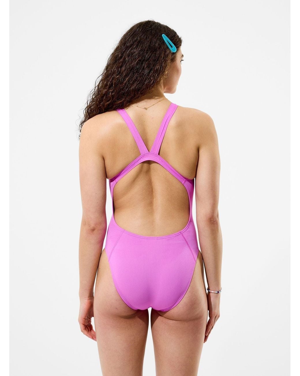 Speedo Pink Solid Leaderback Swimsuit