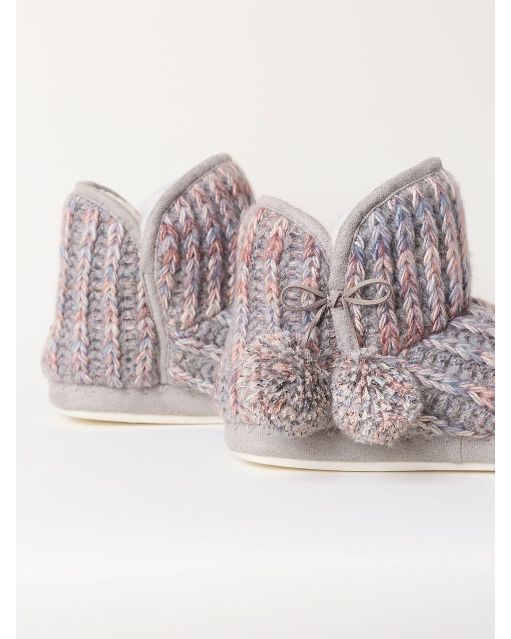 FatFace Gray Fatface Sara Knit Slipper Boots