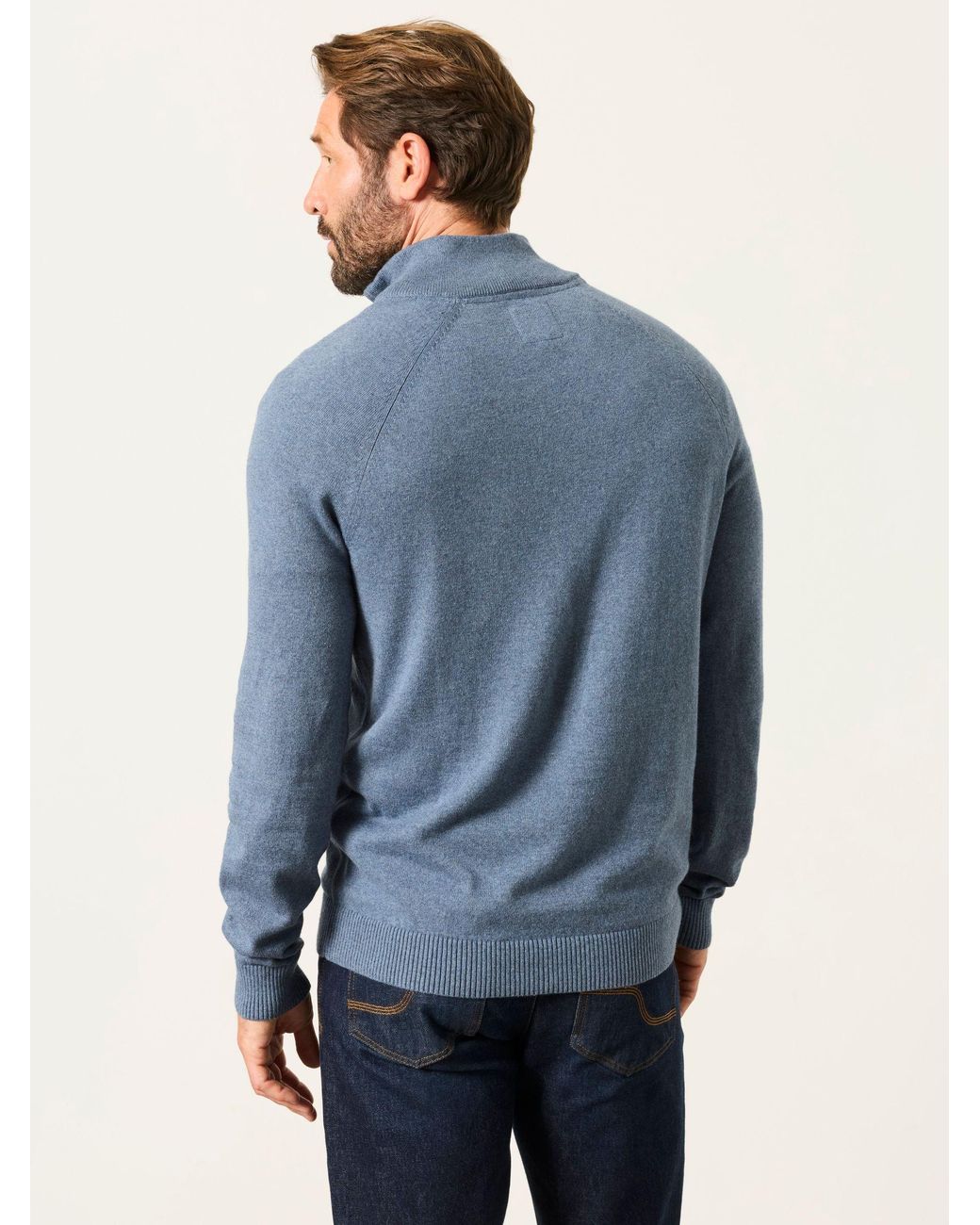 FatFace Blue Rye Quarter Zip Knitted Jumper for men
