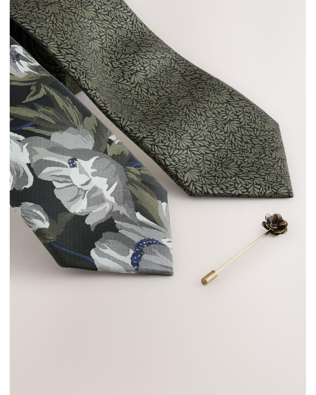 Next Green Multi Pattern Ties 2 Pack for men
