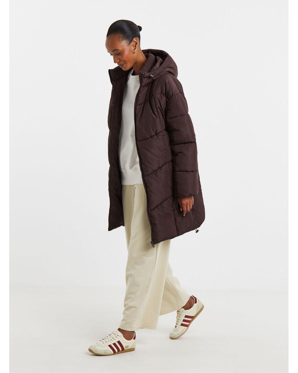 JD Williams Brown Mid Length Padded Coat