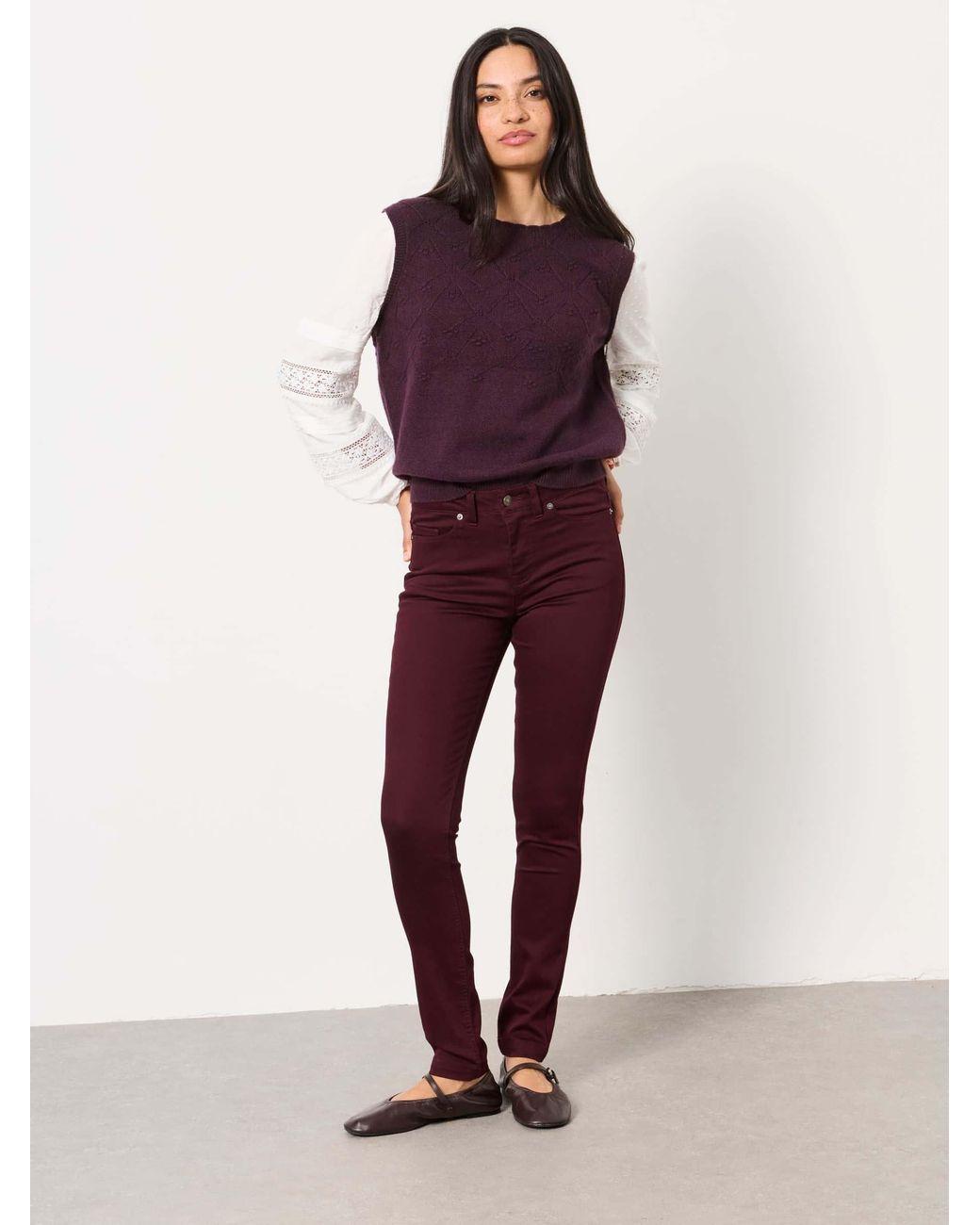 FatFace Red Fatface Hayle Burgundy Petite Five Pocket Jeggings