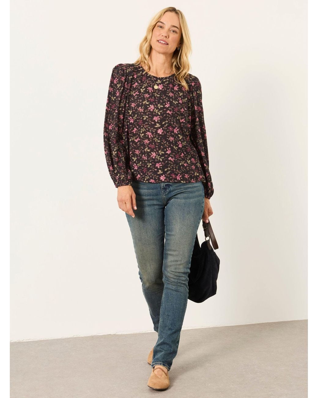 FatFace Black Sofia Petite Embroidered Blouse
