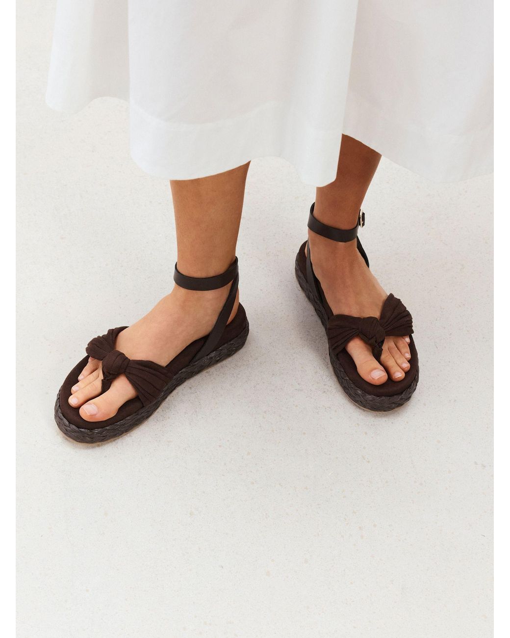 Next Black Raffia Knot Detailing Toe Thong Sandals
