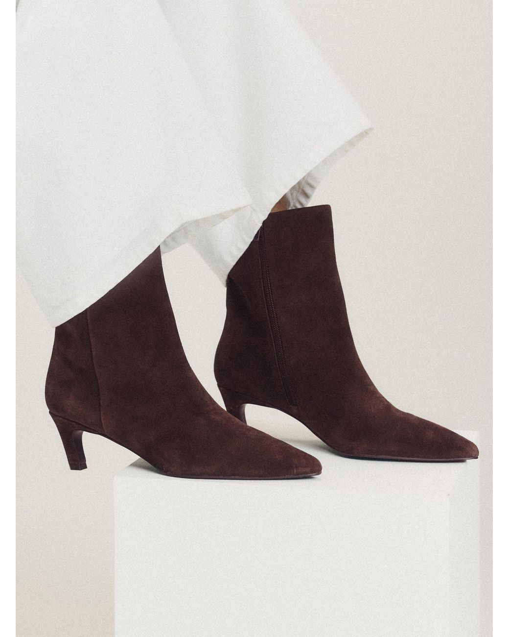 The Set Brown Premium Chisel Ankle Boots Suede