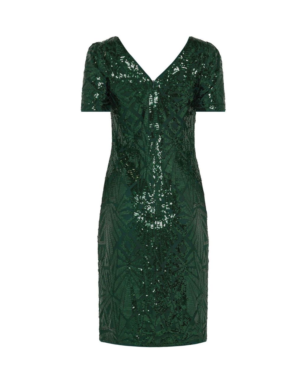 M Com Green Interest Sequin Shift Dress