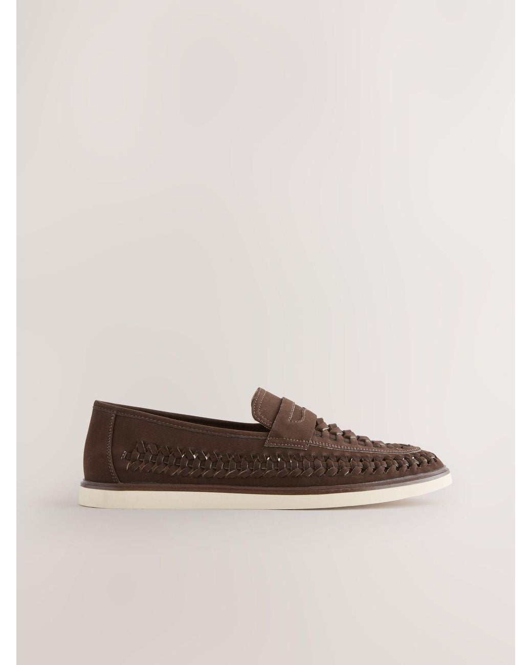 Next Brown Weave Loafers for men