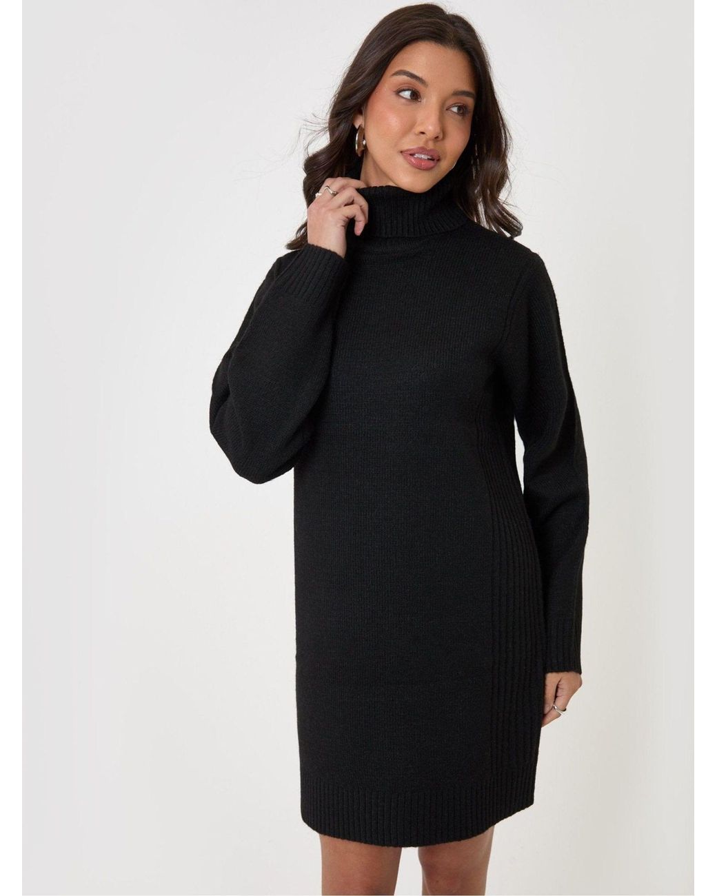 Threadbare Blue Mini-Pulloverkleid Mit Stehkragen