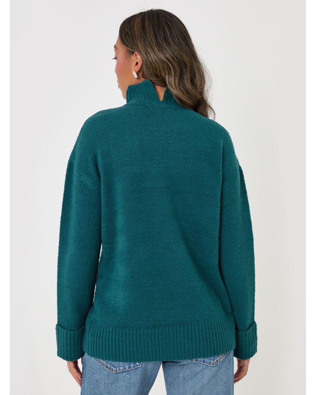 Threadbare Blue Lucia Funnel Neck Jumper