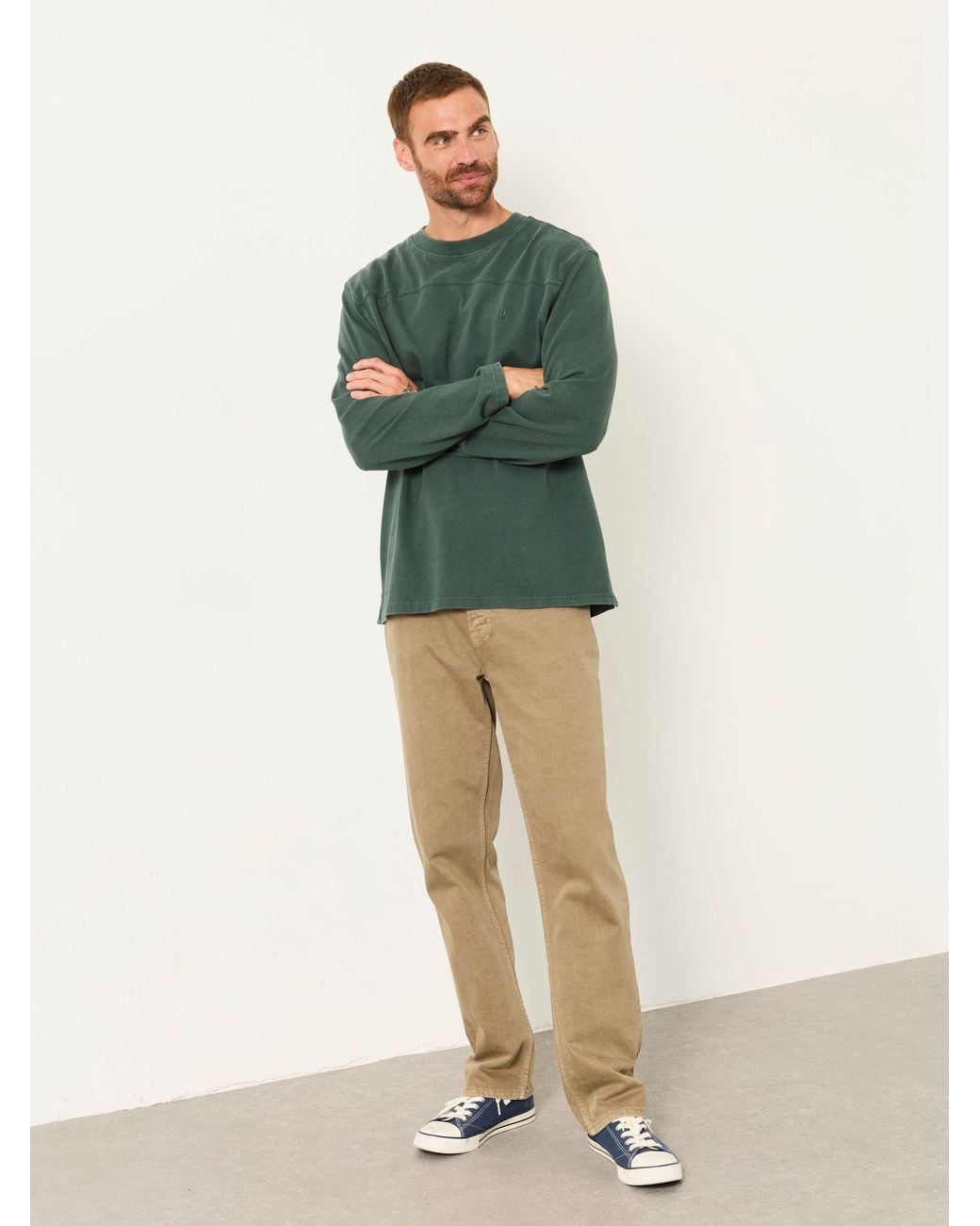 FatFace Green Fatface Dark Long Sleeve Alton T-Shirt for men