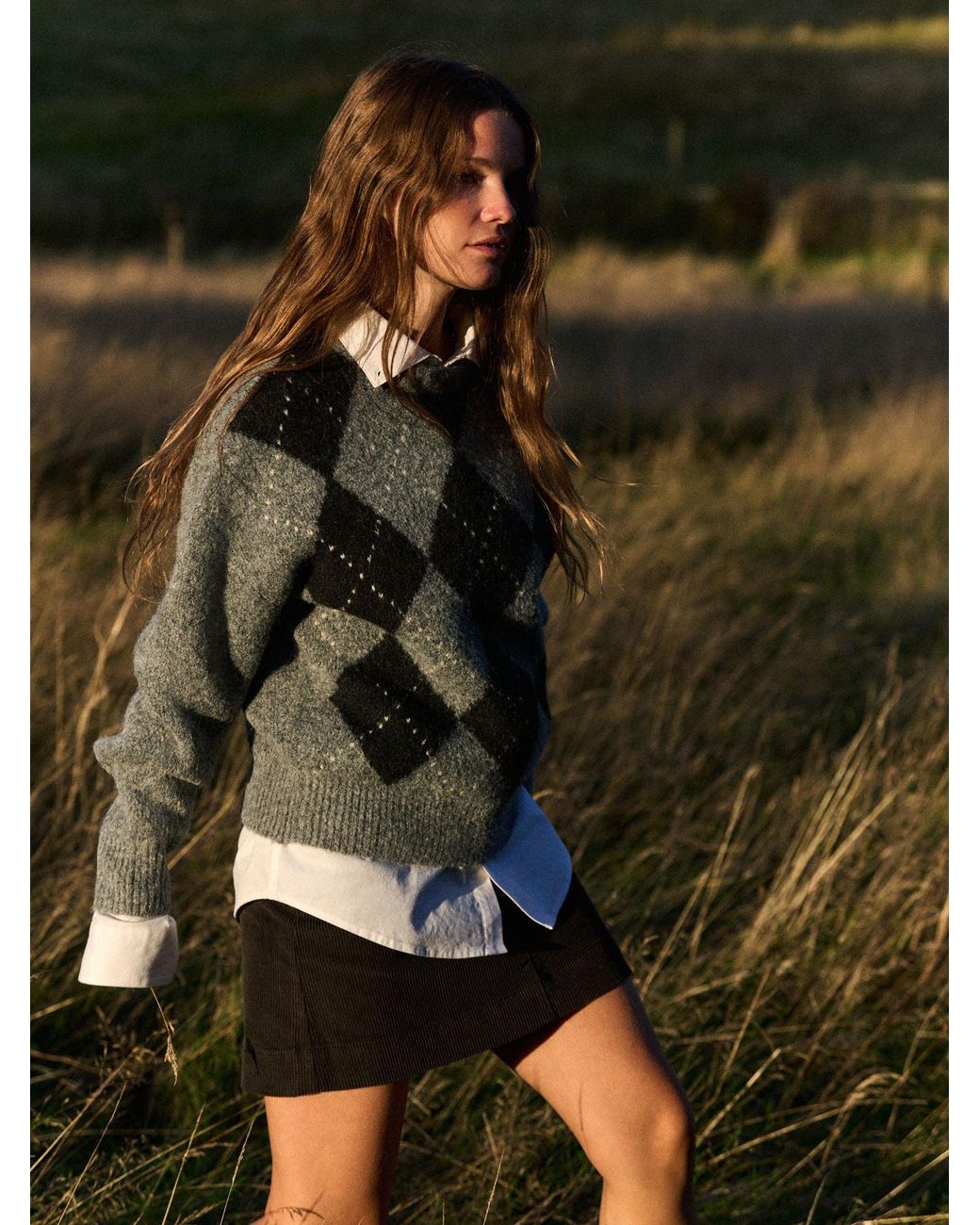 The Set Gray Fluffy Crew Neck Jumper