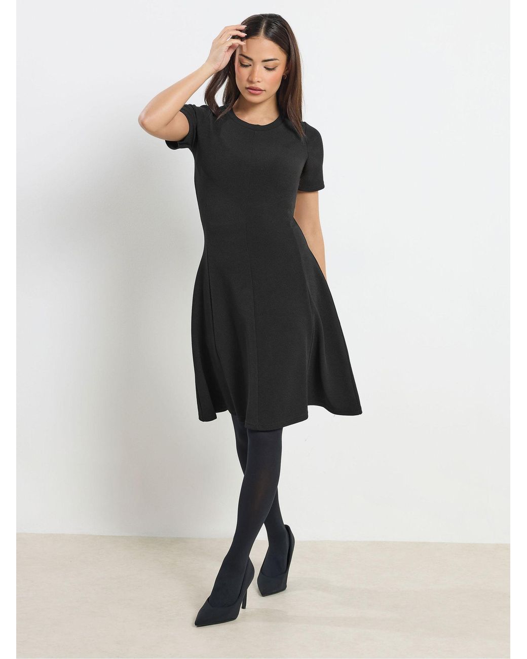 knee length dresses for ladies Women's Shadi Mini Dress in Black, L Black