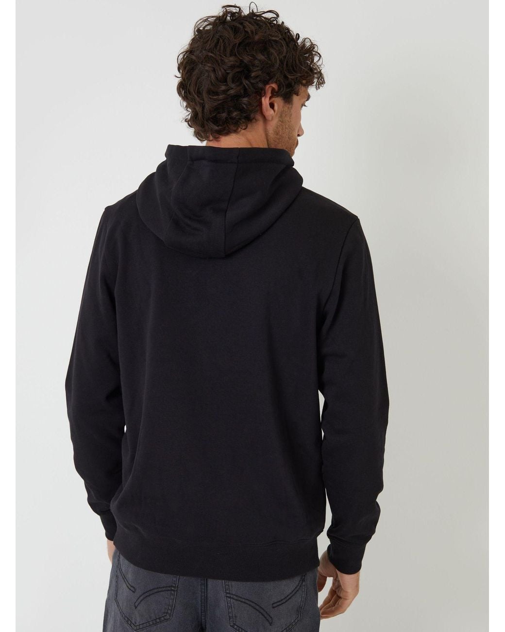Threadbare Black Overhead Zip Through Hoodie for men