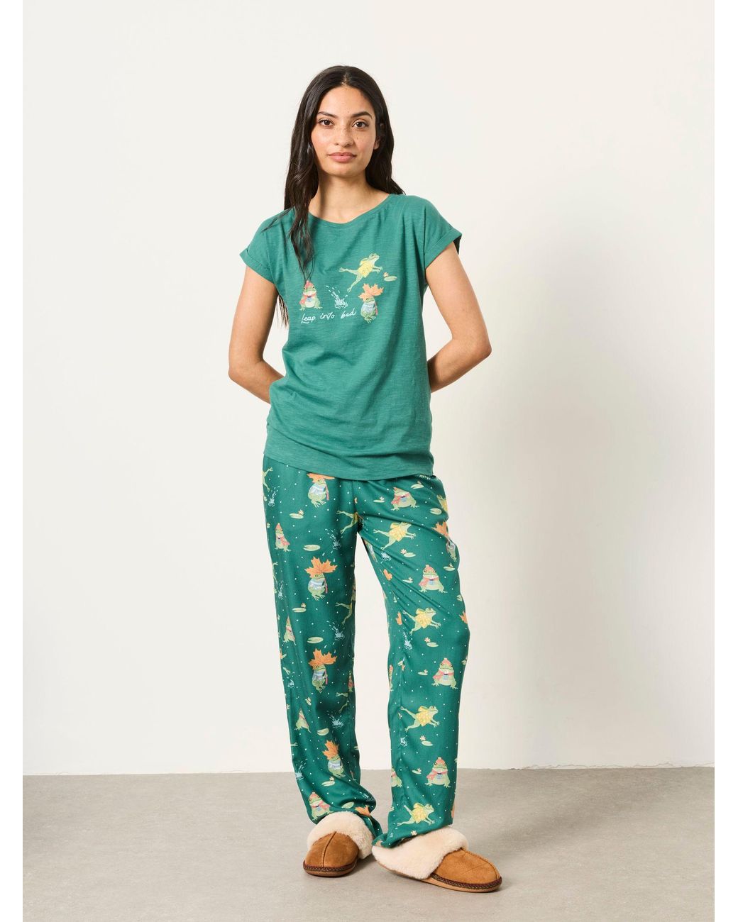 FatFace Green Ivy Pyjama Top