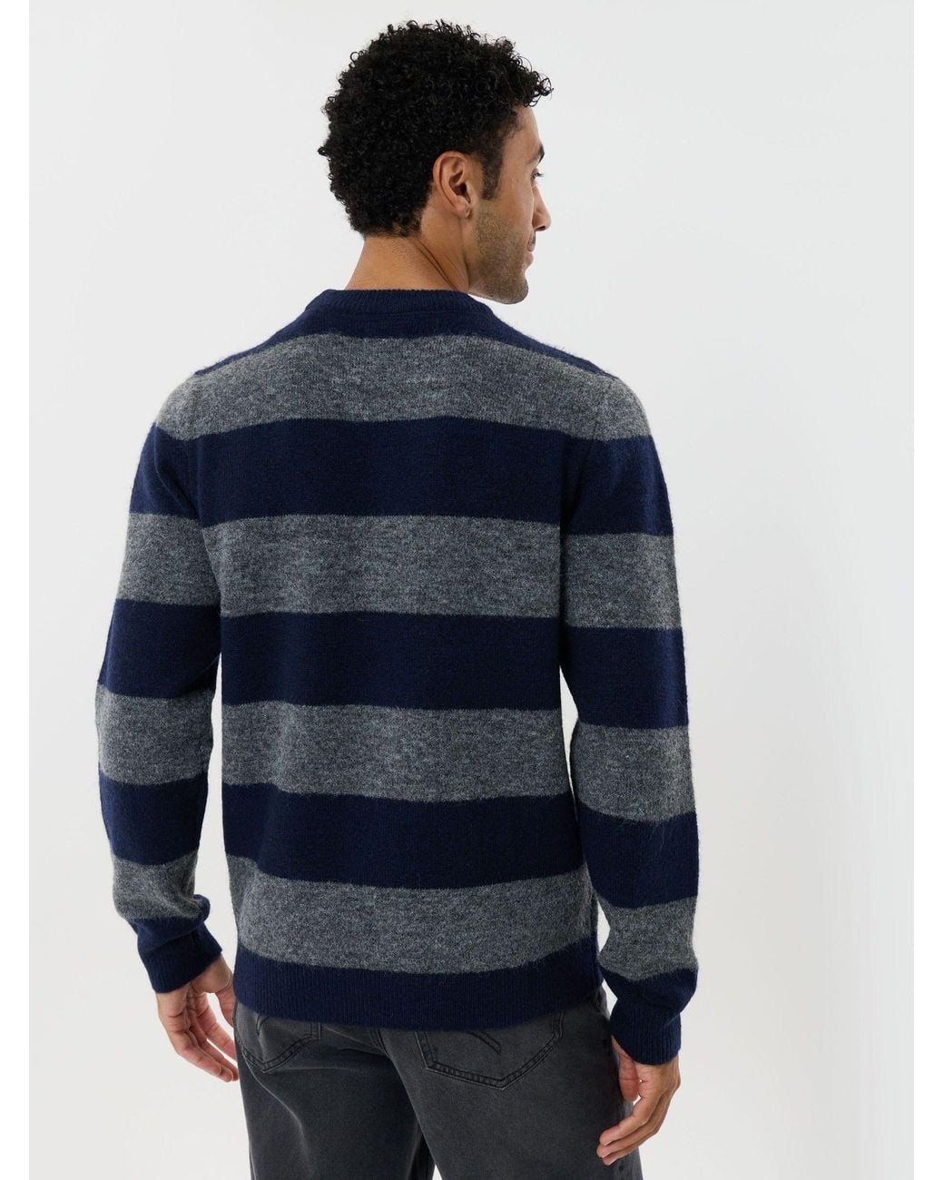 Threadbare Blue Knitted Crew Neck Jumper for men