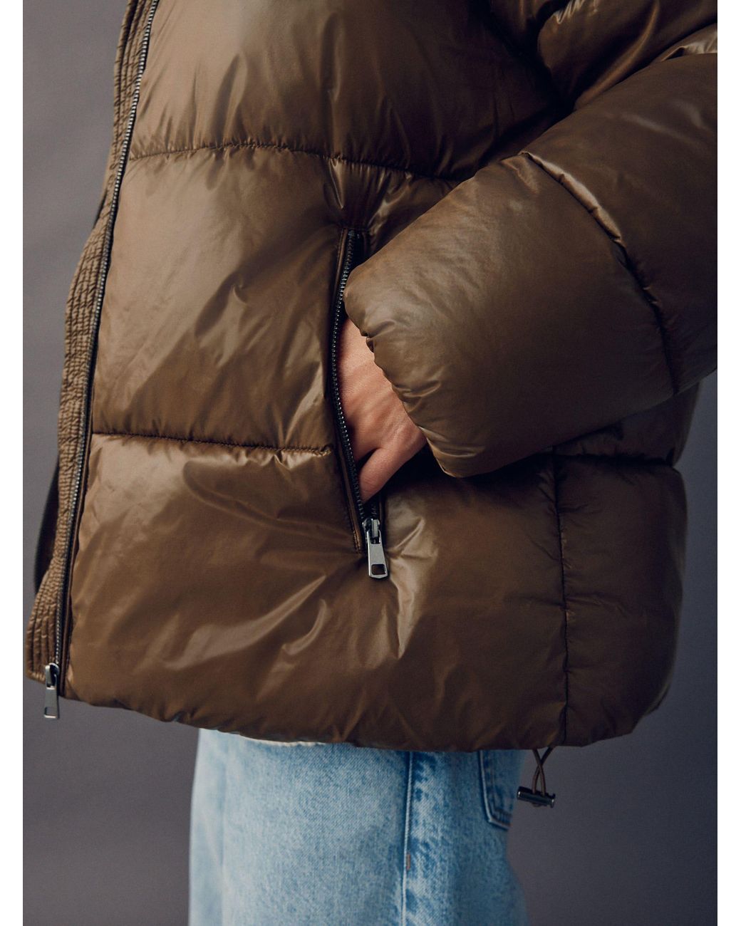 Next Brown High Shine Padded Coat
