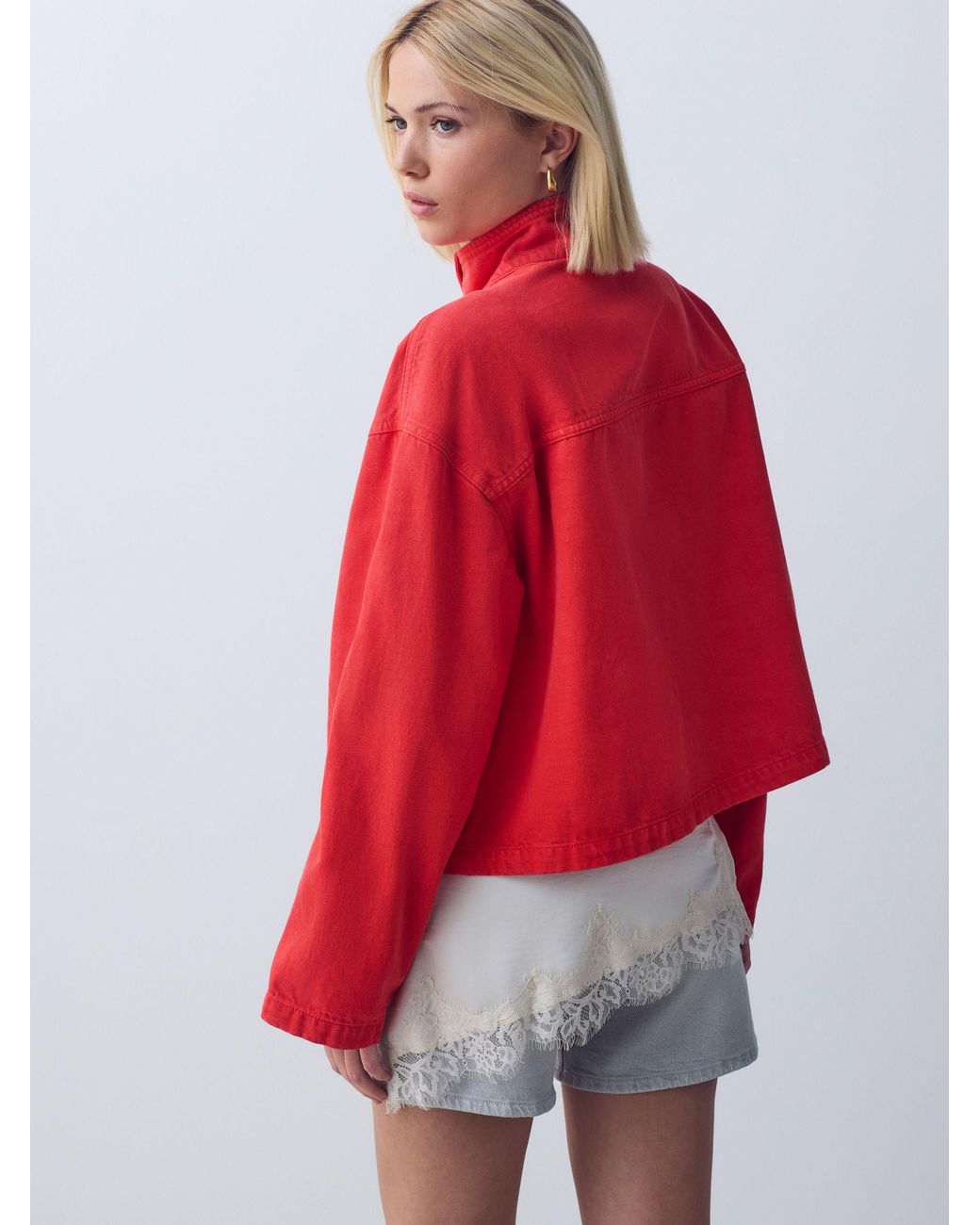 Next Red Funnel Neck Cotton Utility Jacket