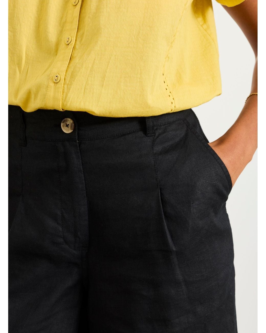 FatFace Black Anya Wide Leg Cropped Trousers