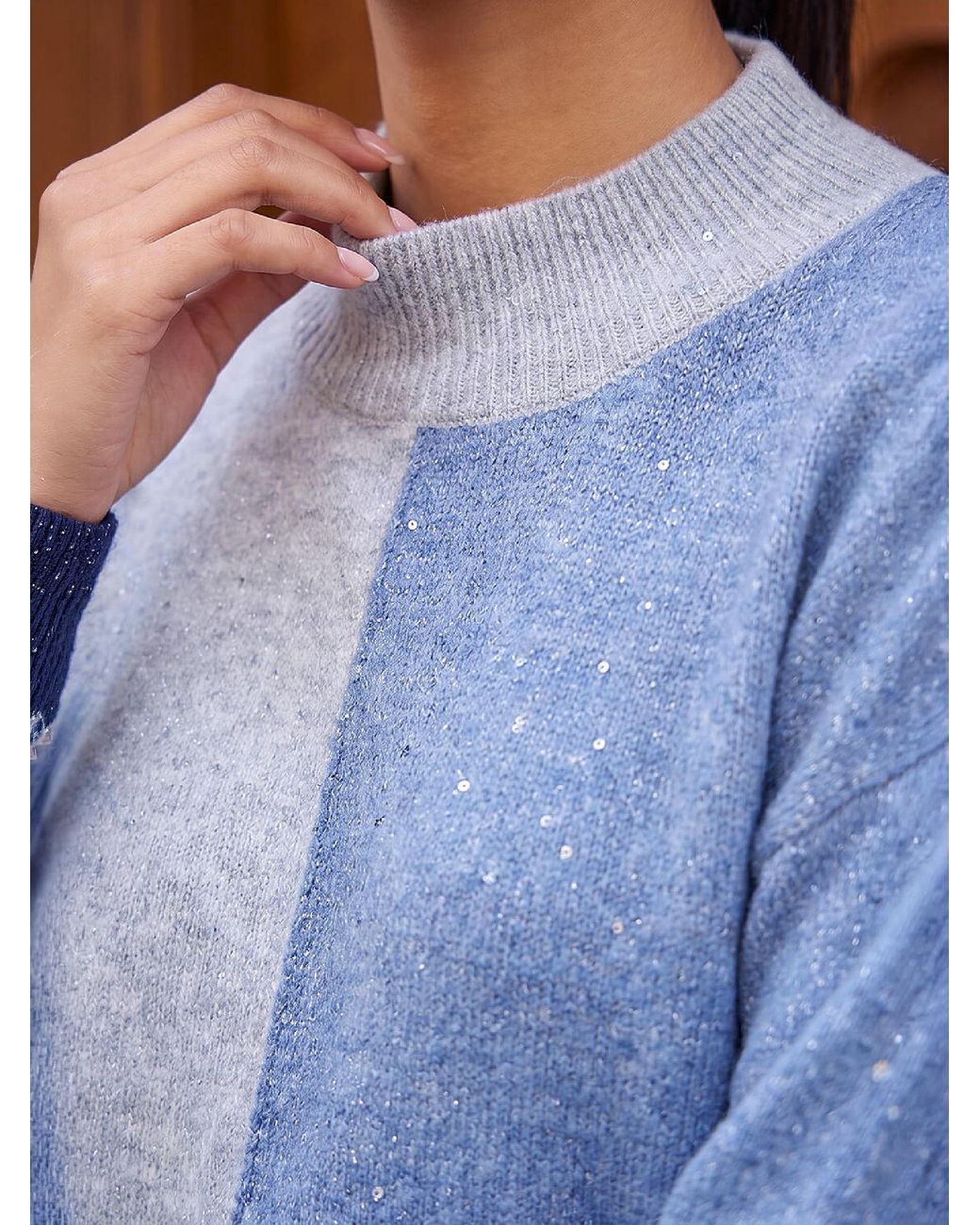 Roman Blue Petite Sequin Jumper