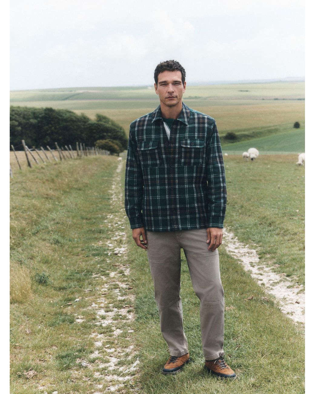 Next Green Dark Borg Lined Check Shacket for men