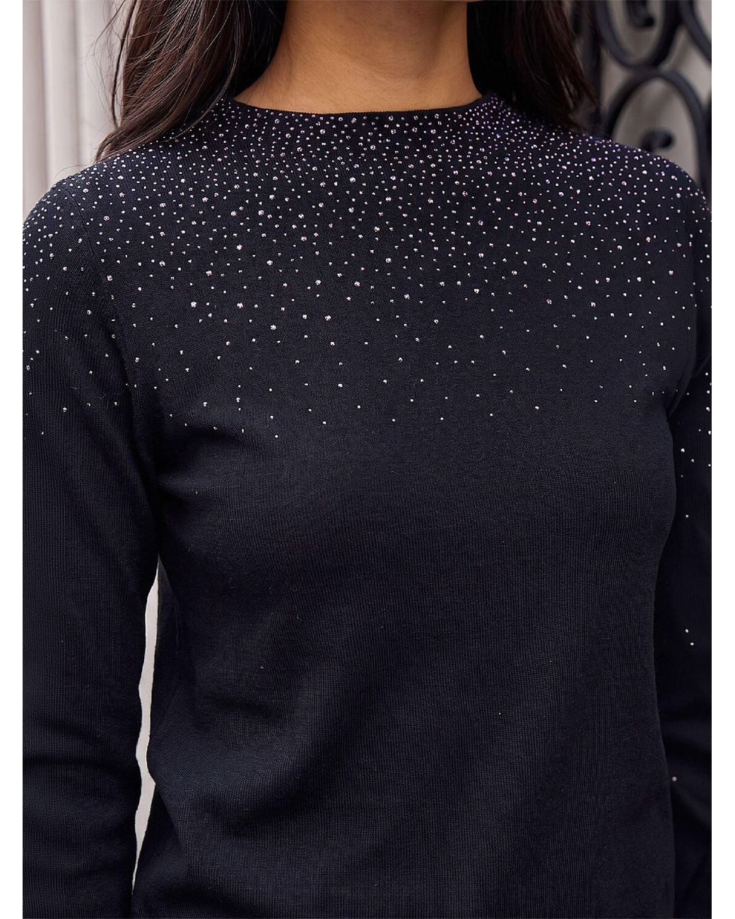 Roman Blue Petite Hotfix Jumper