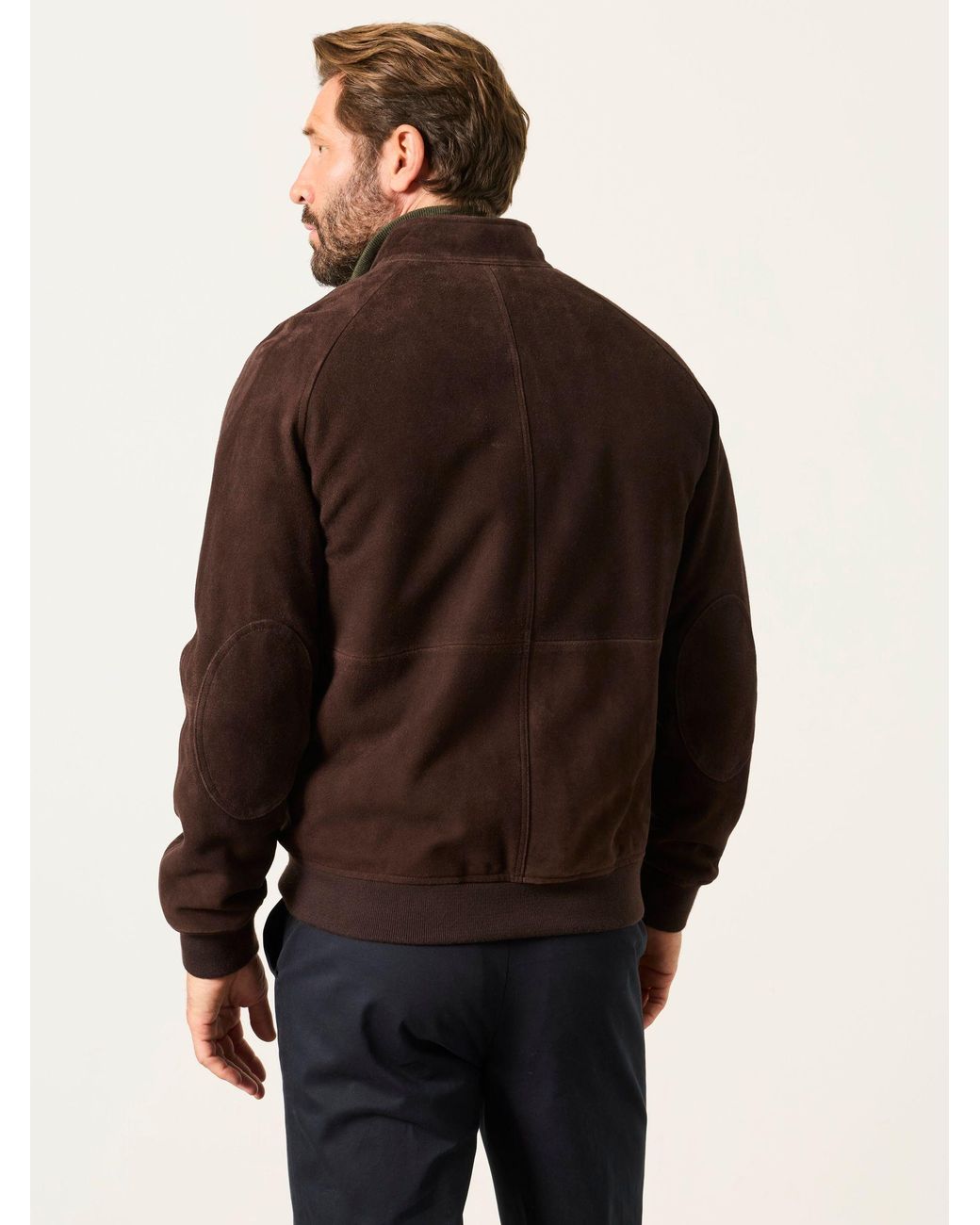 FatFace Brown Fatface Chocolate 100% Suede Bomber Jacket for men