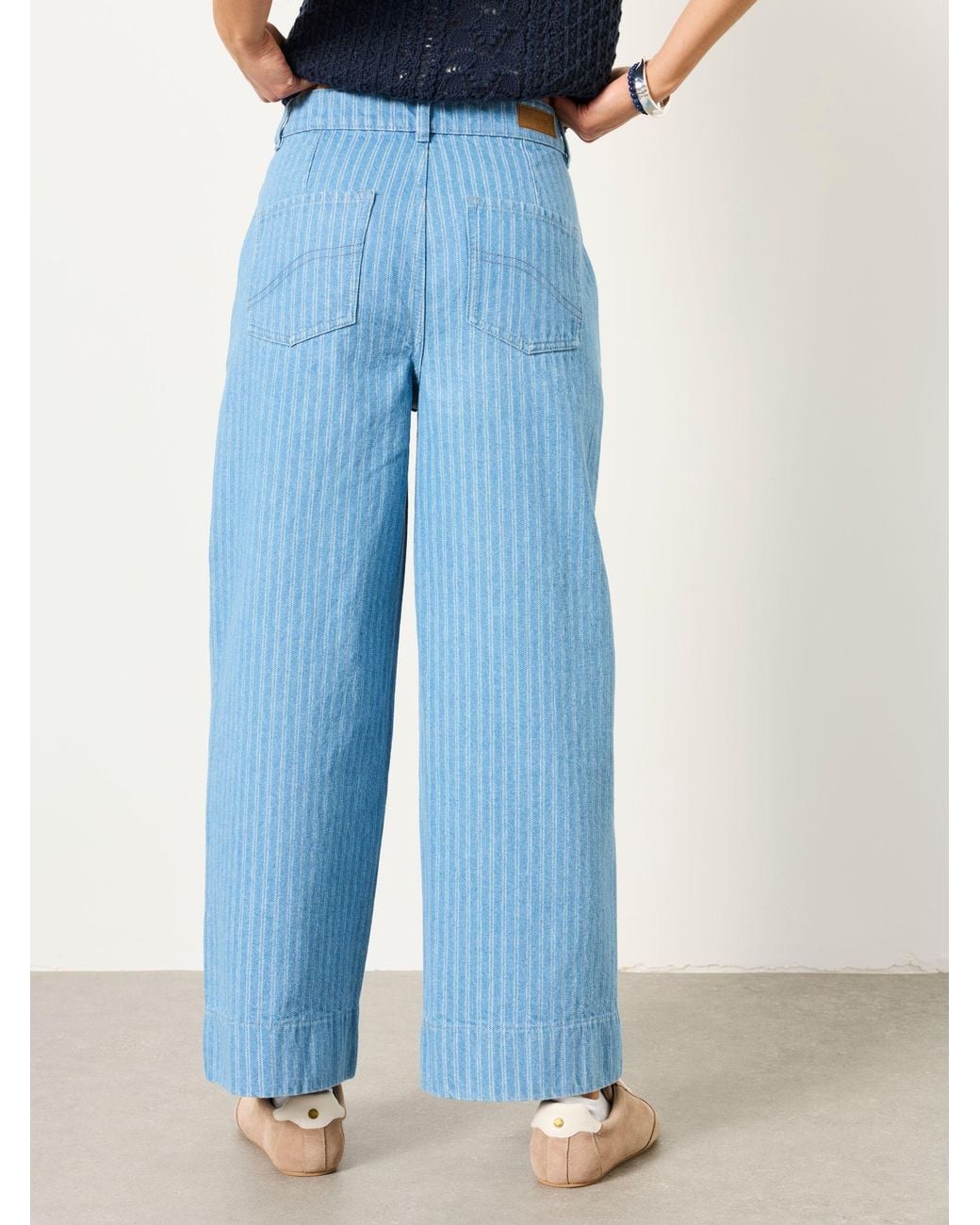 FatFace Blue Hove Wide Leg Crop Jeans