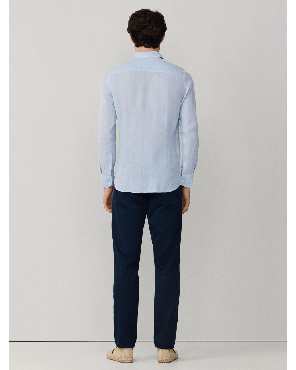 Hackett Blue Dyed Linen Shirt for men