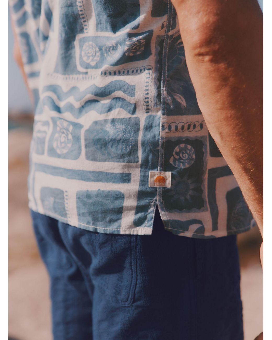 FatFace Blue Short Sleeve Mcs Tile Print Shirt for men