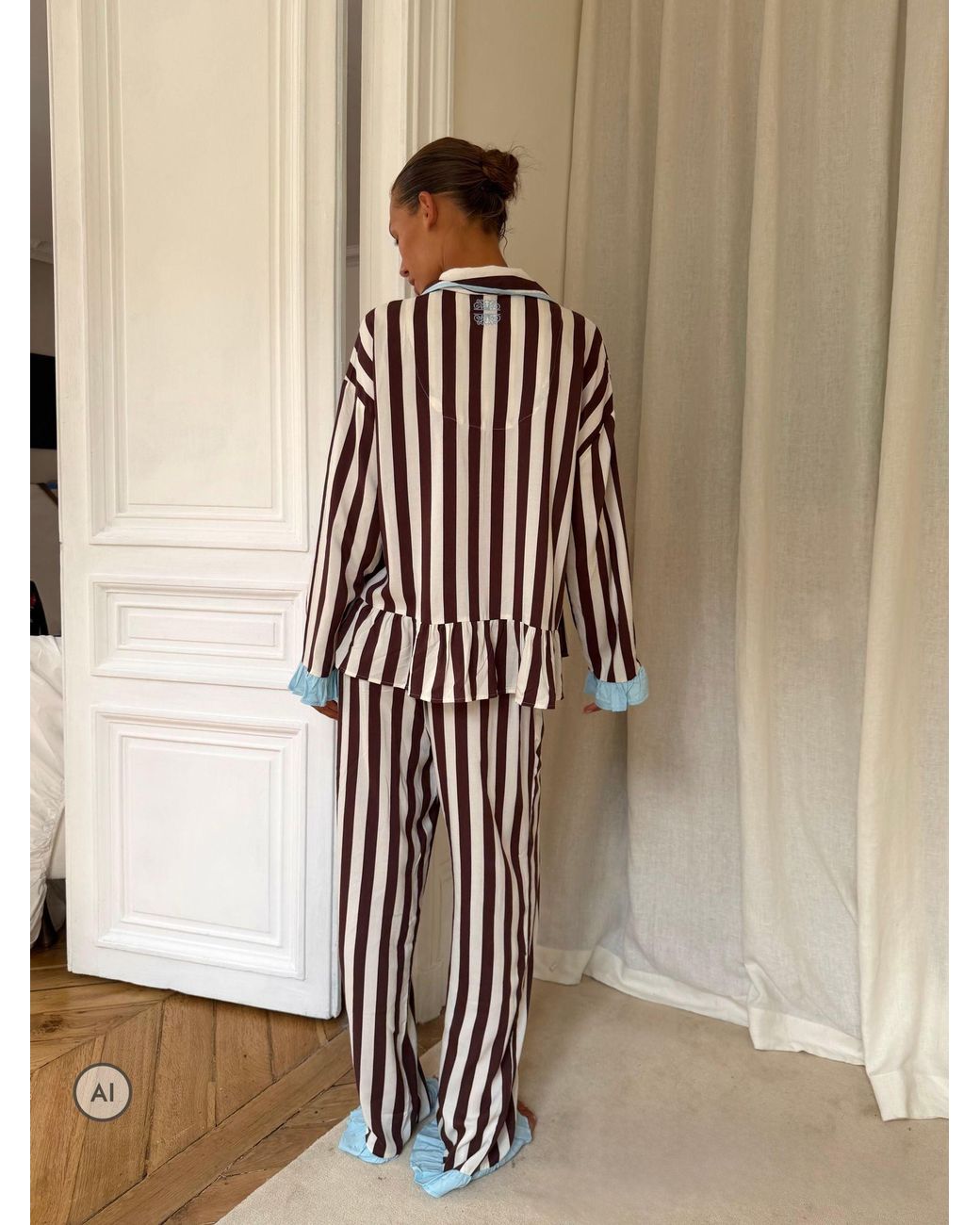 Never Fully Dressed White Chocolate Stripe Button Through Pyjamas