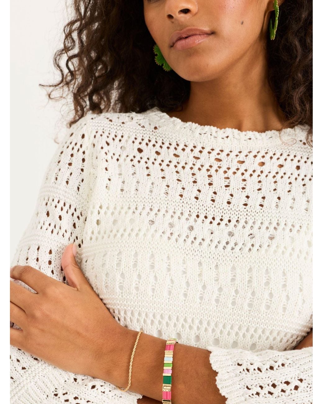 FatFace Pink Orla Knitted Stitch Jumper