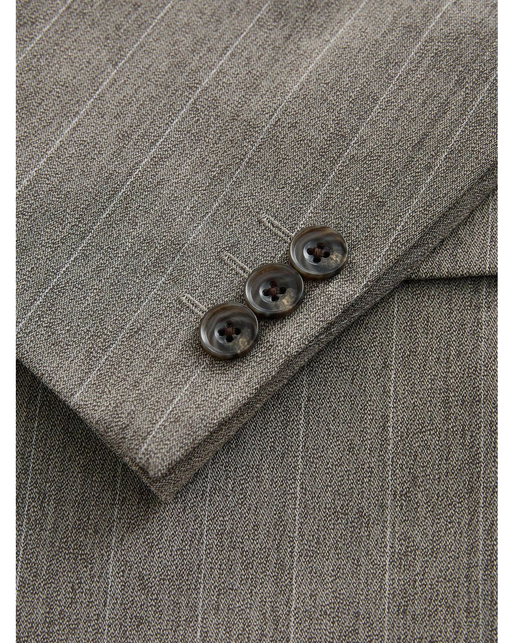 Next Gray Relaxed Fit Archive Striped Wool Blend Suit Jacket for men
