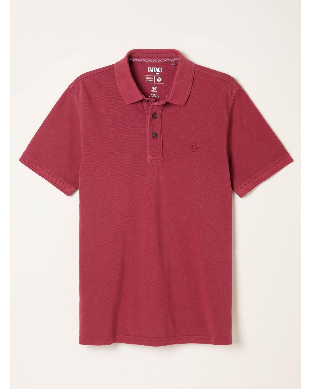 FatFace Red Short Sleeve Pique Polo Shirt for men