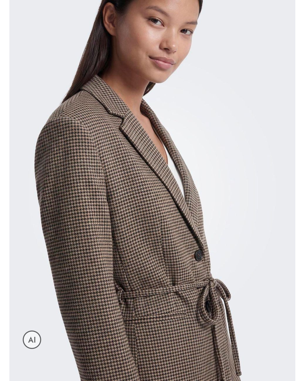 ONLY Brown Belted Check Blazer
