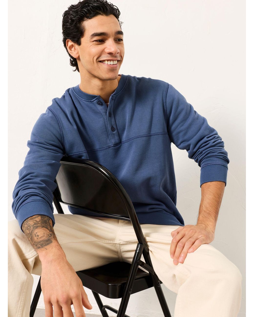 FatFace Blue Brooke Henley for men