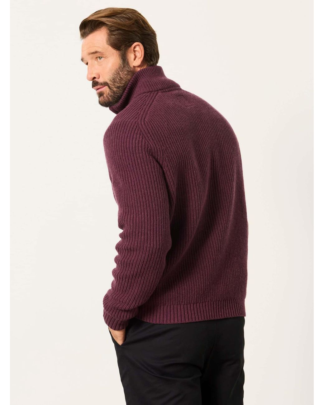 FatFace Purple Ember Quarter Zip Knitted Jumper for men