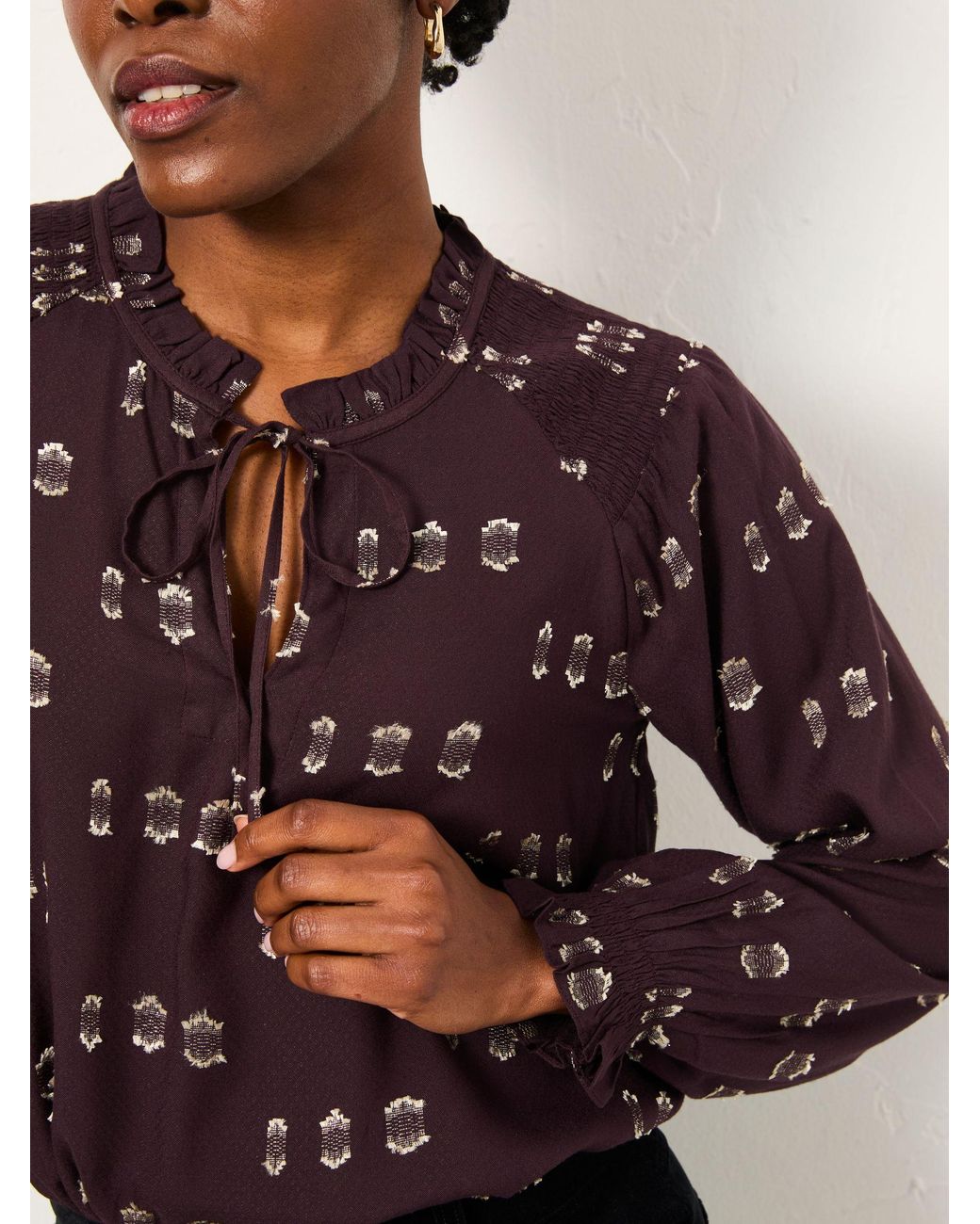FatFace Red Lucy Metallic Blouse