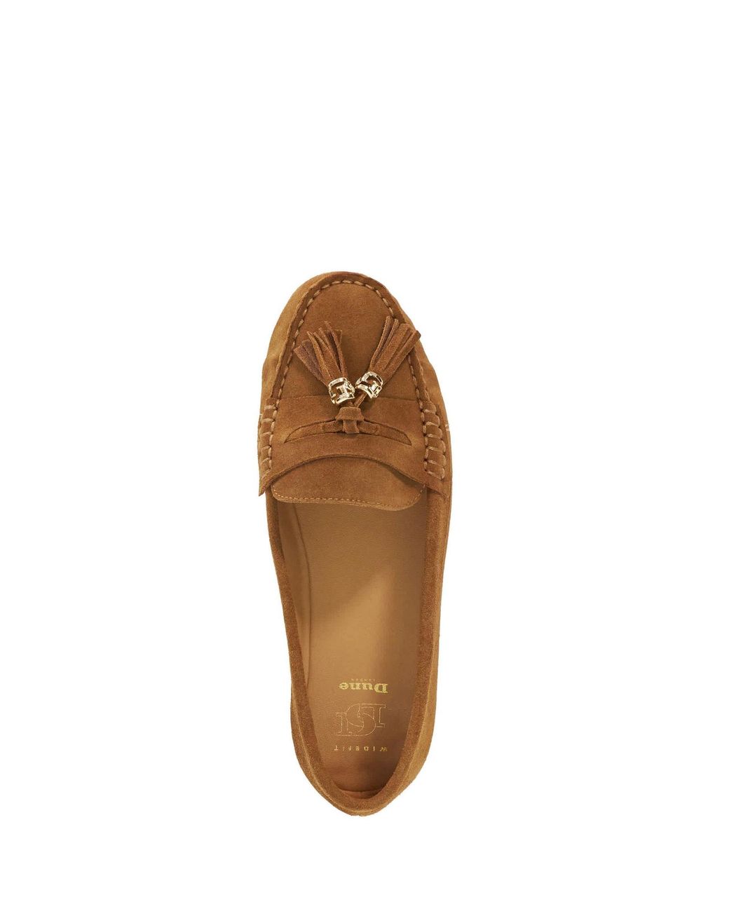 Dune Brown Wide Fit Leather Tassle Detail Soft Loafers