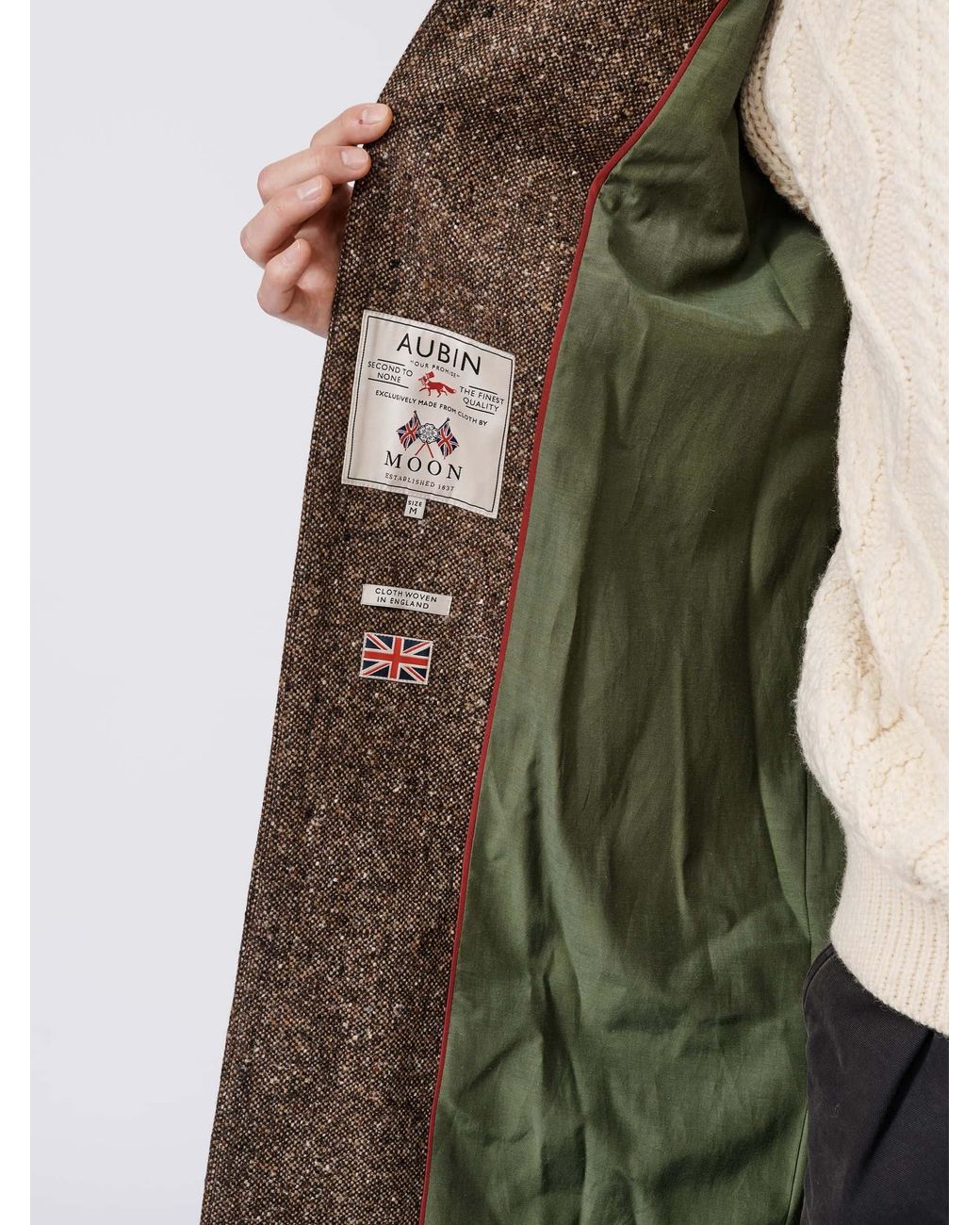 aubi Brown Glenties Wool Overcoat for men