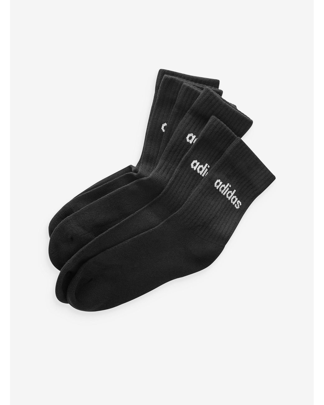 Adidas Black Linear Crew Cushioned Socks 3 Pack for men