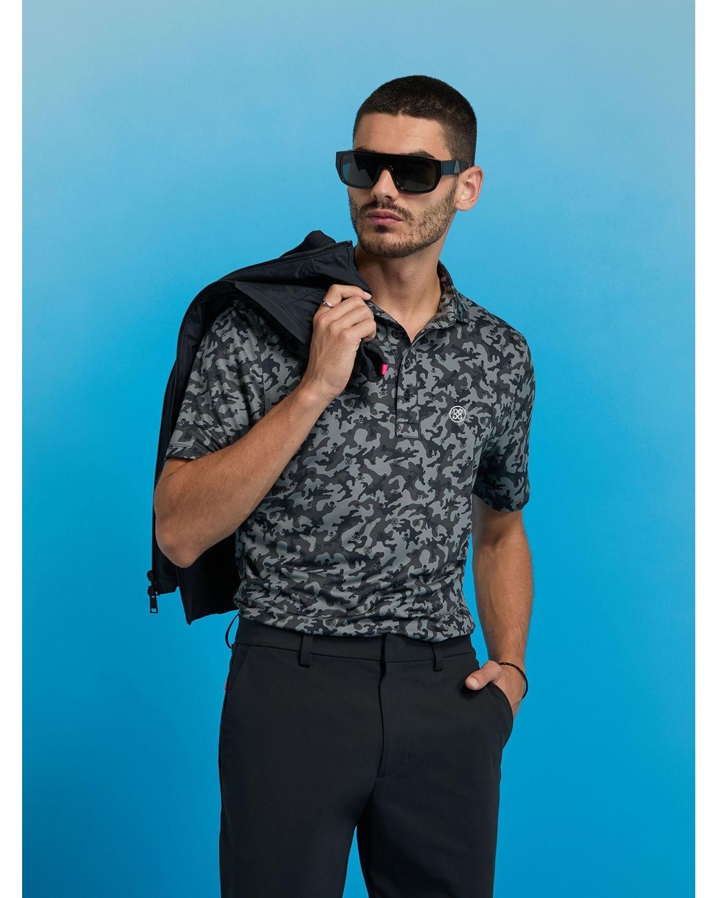 G/FORE Mapped Icon Camo Tech Jersey Polo Shirt in Blue for Men | Lyst