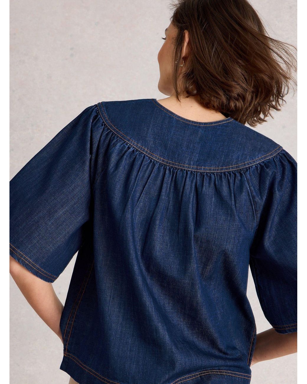 White Stuff Blue Leo Denim Top