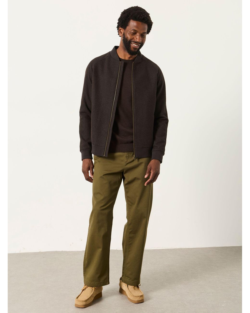 FatFace Black Wool Mix Bomber Jacket for men