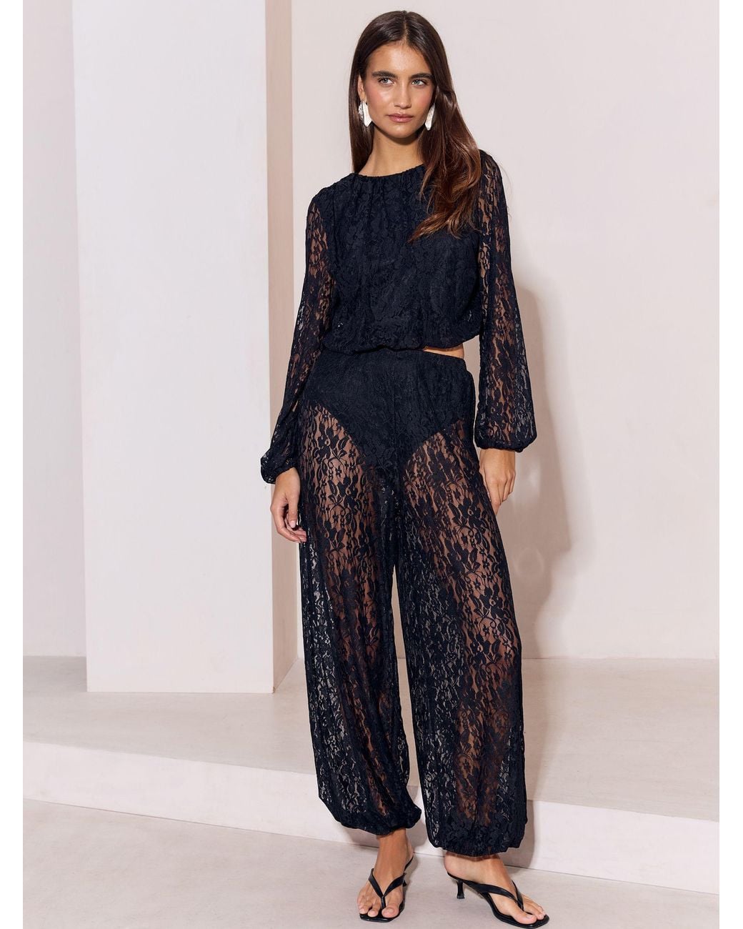 Lace Balloo Color Lipsy Lace Balloon Trousers in Blue | Lyst