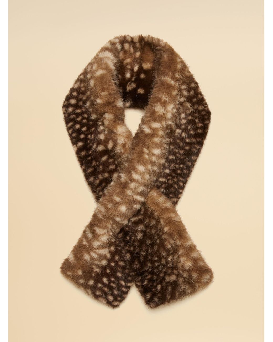 Joules Faux Fur Deer Spot Scarf in Brown | Lyst
