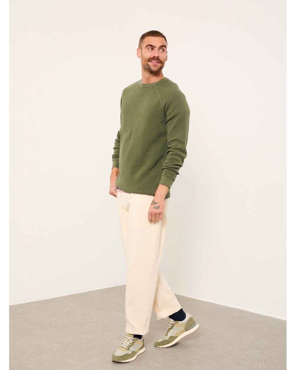 FatFace Green Wye Crew Neck Sweat for men