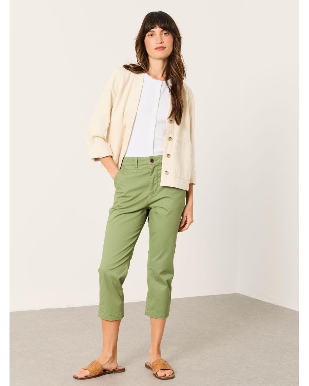 FatFace Green Farnham Crop Chino